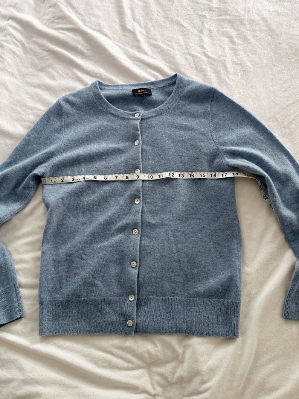 Quince 100% Mongolian Cashmere Cardigan Faded Denim Blue M - Picture 10 of 11